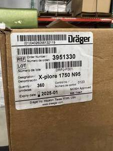 MSRP $450  1 Case (18 Boxes  360 Masks) NEW Draeger USA&nbspX-Plore 1750 N95 Masks - See Youtube Video Testing The Quality Of This Mask