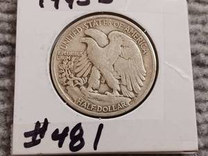 lot 10 image: 1945 S Walking Liberty Half Dollar
