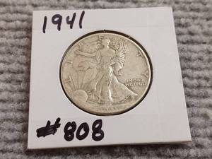 lot 8 image: 1941 Walking Liberty Half Dollar