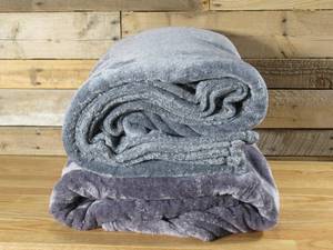 lot 36 image: TWO QUEEN Berkshire Life Soft Blankets - One Purple & One Gray - PillingShedding