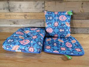 lot 74 image: Three sets of Outdoor Chair Pads, Seat Pads & Throw Pillows (9 total items)