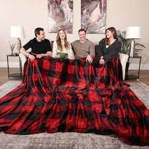 lot 37 image: Life Comfort Family Blanket - RedPlaid