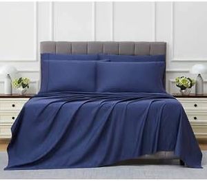 lot 54 image: Kirkland Signature 680 Thread Count Sheet Set - QueenBlue - Opened