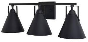 6 Boxes of Home Decorators Collection Insdale 3-Light Matte Black Modern Industrial Bathroom Vanity Light with Metal Shades   Customer Returns See Pictures
