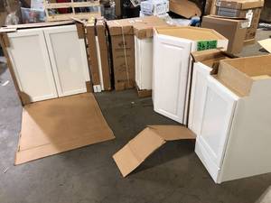 Lot of Assorted Kitchen Cabinets Various Sizes and Conditions Customer Returns See Pictures