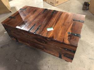 Home Decorators Collection Maldives Large Sqaure Walnut Brown Wood Coffee Table with Lift Top (46 in.)   Customer Returns See Pictures