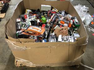 Gaylord of Assorted Door HandlesLocks  and Hardware Various Models and Conditions Customer Returns See Pictures
