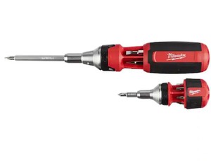 Lot of Milwaukee 9-in-1 Square Drive Ratcheting Multi-Bit Screwdriver with 8-in-1 Compact Ratcheting Multi-Bit Screwdriver