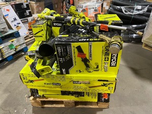 Pallet of assorted Ryobi Lawn Tools varios models and conditions