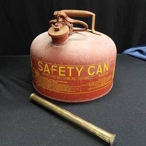 lot 53 image: VINTAGE EAGLE GAS CAN  SOLID BAR OF BRASS