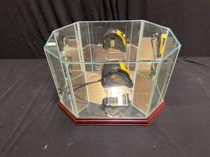 lot 45 image: Premium quality glass and wood mirrored football display case