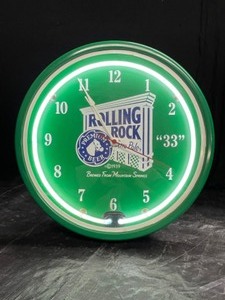 lot 52 image: Rolling Rock clock with neon, works