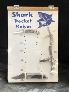lot 98 image: Shark pocket knife display, with Stainless Steel knives