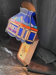 lot 112 image: Busch Beer faux stained glass, plastic wall sconce