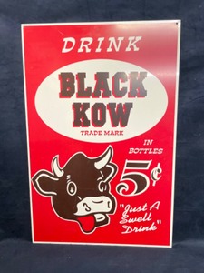 lot 126 image: Drink Black Kow in Bottles metal sign, vintage