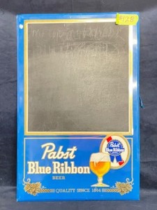 lot 128 image: Pabst Blue Ribbon Beer tin chalkboard