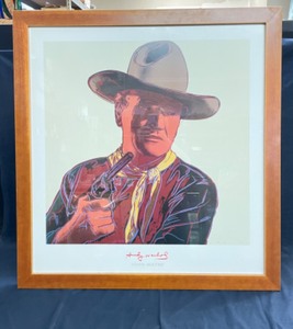 lot 131 image: Andy Warhol Cowboys and Indians print, John Wayne, beautifully framed