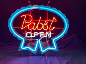 lot 136 image: Pabst Blue Ribbon Beer neon with OPEN