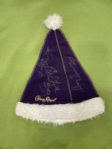 lot 43 image: Crown Royal MN Vikings autographed Santa hat #75 Keith Millard, #39 Carl Lee, #97 Henry Thomas