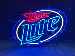 lot 150 image: Miller Lite neon with blue and white hoops
