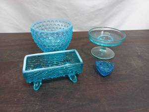 4 Blue Glass Items