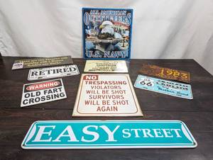 Nine Metal Signs