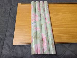 4 Rolls of Vintage themed flower stick on wallpaper