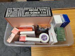 Tray of stick on nails and nailcare goods