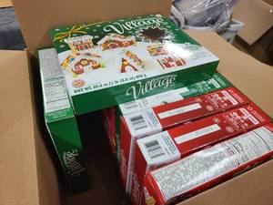 Box of Gingerbread houses for decor use