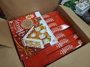 Box of Gingerbread houses for decor use