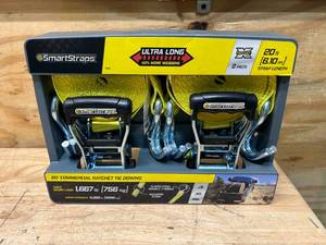 lot 21 image: SMARTSTRAPS Pack of 2- 20 ft Commercial Ratchet Tie Downs