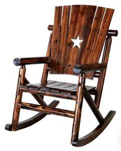 lot 23 image: LEIGH COUNTRY Char-Log Star Rocker, Primary Color Brown, Material Wood, Width 29.52 in, Model# TX 93615