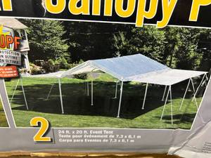 lot 61 image: SHELTERLOGIC 2-in-1 MaxAP Outdoor Canopy Tent  20ft.L x 10ft.W, White, Model# 25715