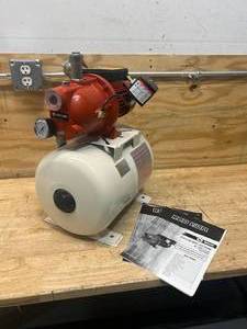 lot 9 image: RED LION RL-SWJ50RL6H Dual Voltage (115230 V) 12 HP Shallow Well Jet PumpTank Combo 12.6 GPM Cast Iron Pump with 5.8 Gallon Pressure Tank, RedWhite, 97080503