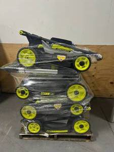 lot 53 image: RYOBI Pallet of 7- 40v Cordless Lawn Mowers (Mowers Only)