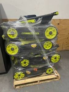 lot 76 image: RYOBI Pallet of 8- 40V Cordless Lawn Mowers (mowers only)