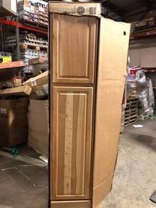 lot 8 image: Hampton Bay Hampton 18 in. W x 24 in. D x 84 in. H Assembled Pantry Kitchen Cabinet in Natural Hickory  Customer Returns See Pictures