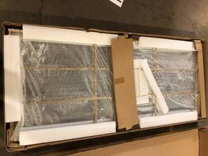 lot 22 image: Home Decorators Collection Oversized Gold Metal Frame Windowpane Classic Floor Mirror (70 in. H x 29 in. W)  Customer Returns See Pictures