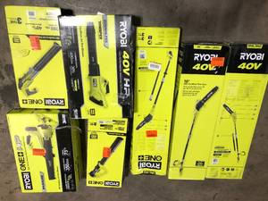 lot 18 image: Lot of Assorted Ryobi Lawn Care Items Various Models and Conditions  Customer Returns See Pictures