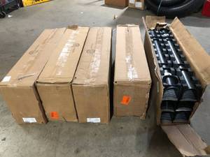 lot 37 image: Lot of RELN Storm Drain Deep Series 5 in. W x 5.25 in. D x 39.4 in. L Channel Drain Kit with Gray Grate (6-Pack) Customer Returns See Pictures