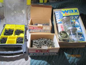 lot 64 image: Small parts organizer, boxes, of screws and other hardware supplies