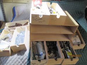 lot 78 image: Handmade wood part organizer loaded