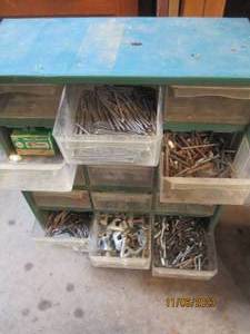 lot 83 image: Benchtop hardware organizer with content