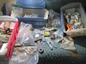 lot 96 image: 3-shoebox totes with furniture hardware,