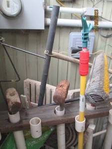 lot 121 image: Garage broom, sledgehammers, plus