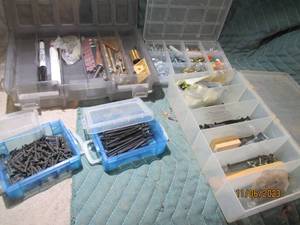 lot 144 image: (5) small part organizers with hardware