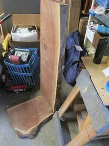 lot 305 image: Black walnut shelf and a moving platform