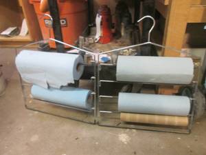 lot 8 image: 2 hangers with rolls of shop towels