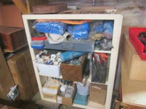 lot 295 image: Wood shelf with all the contents