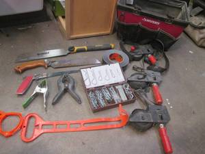 lot 299 image: Saws, hitch pins assortment, plus